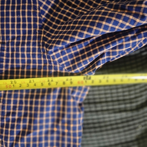 Donald Ross Button Shirt Mens LG Blue/ Orange Checkered Long Sleeve Button Down - Picture 8 of 8